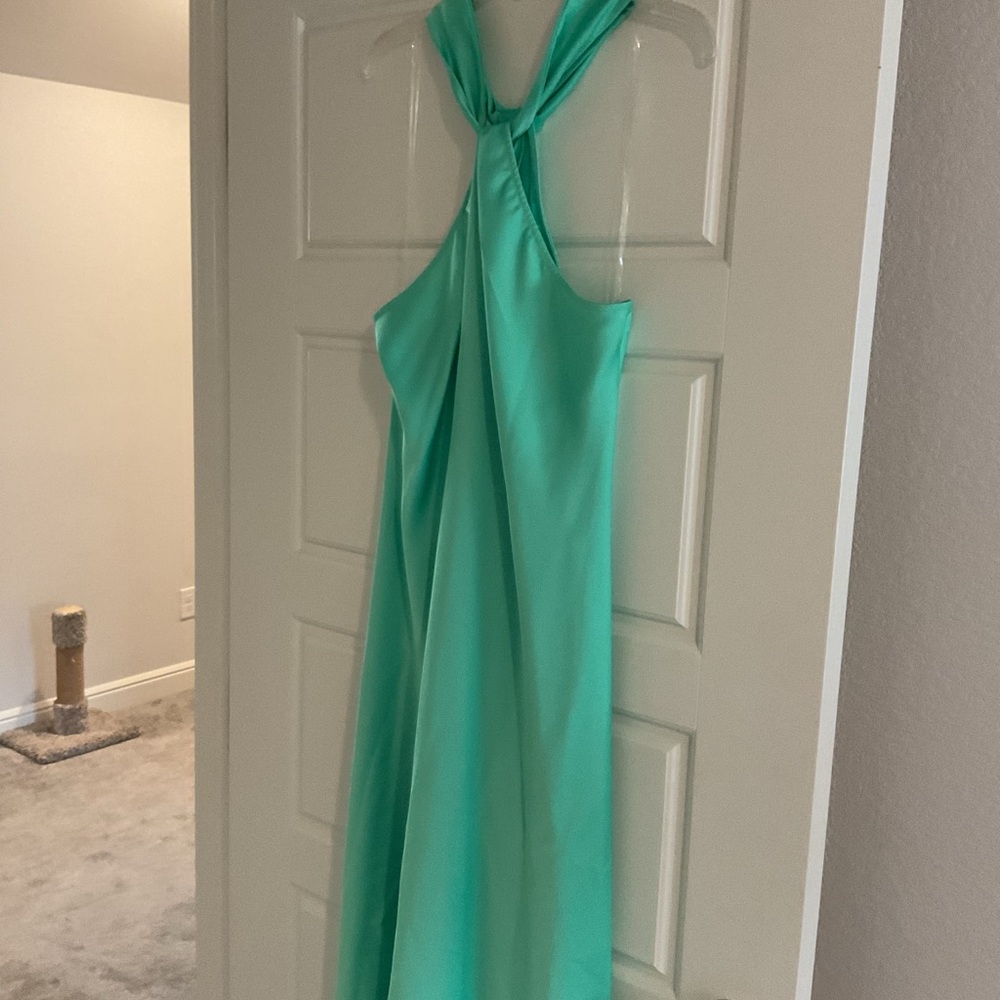 Elegant Green Halter Dress